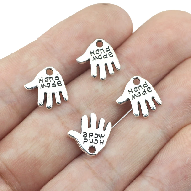 30Pieces/lot 13x12mm Hand Made Charms Antique Silver Color Zinc Alloy Handmade DIY Charms Making