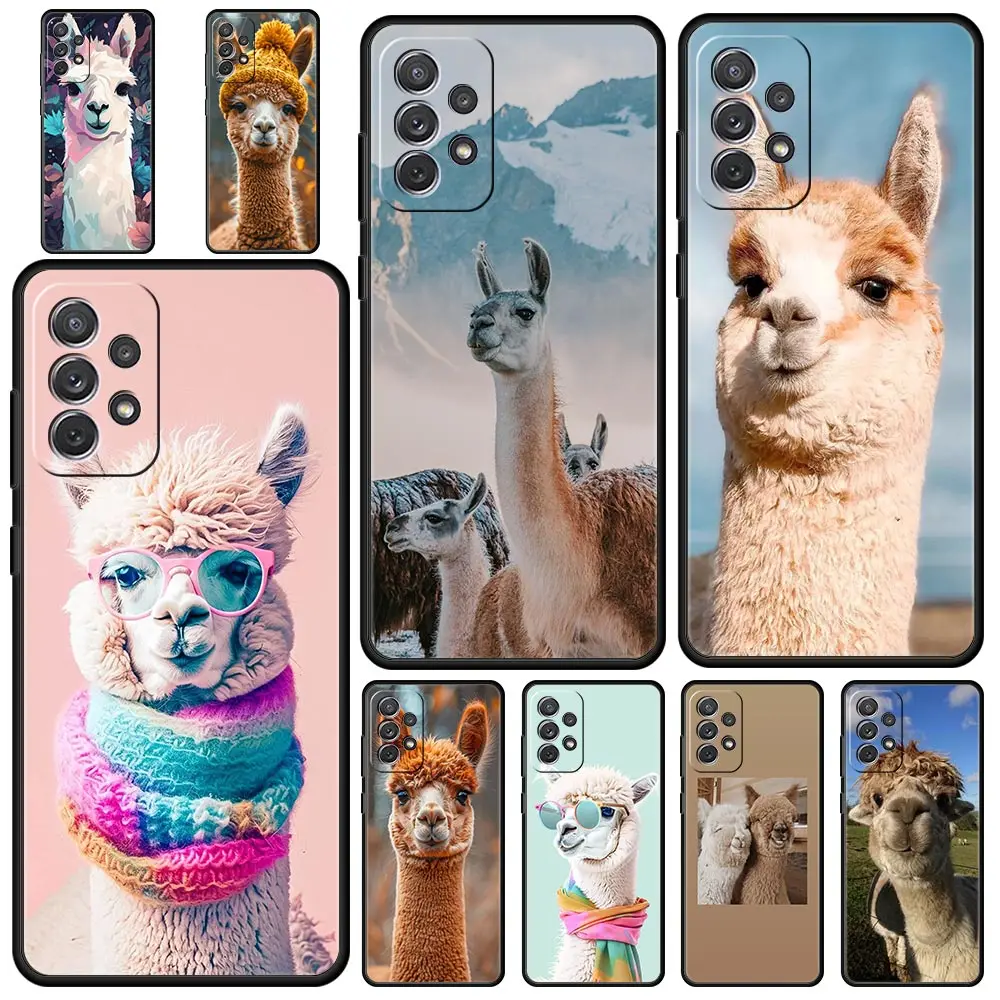 Phone Case For Samsung A15 A13 A51 A71 A41 A31 A21S A03S A05 A12 A32 A52 A23 A25 A33 A53 A73 5G Cover Kawaii Alpaca lovely