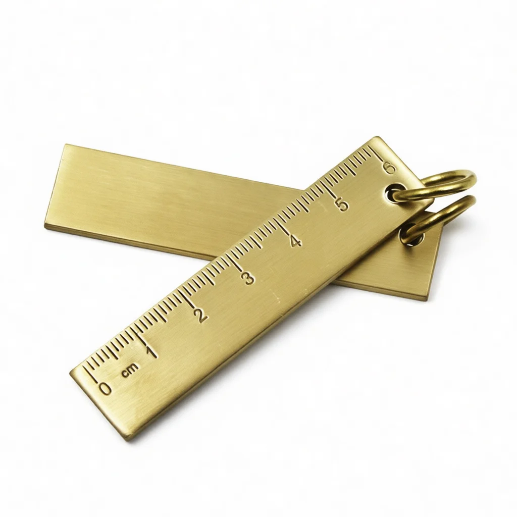 Solid Brass Ruler 60mm Mini Measuring Tool Portable Metal Pocket Gauge Keychain Pendant Drafting Stationery Craft Accessory