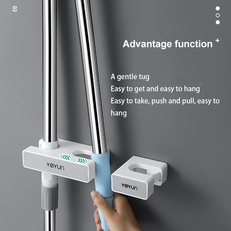 Mop Holder Wall Mounted Household Adhesive Storage Broom Hanger Brush Hook Racks For Kitchen Bathroom Storage Rack Accessories