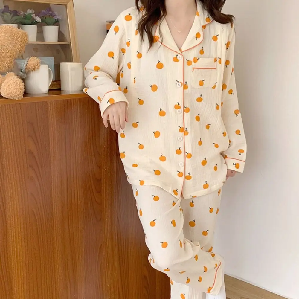 

Модный пижамный комплект с V-образным вырезом и фруктовым принтом, свободный, из двух предметов, для сна и дома, с короткими рукавами, для женщин и девушек