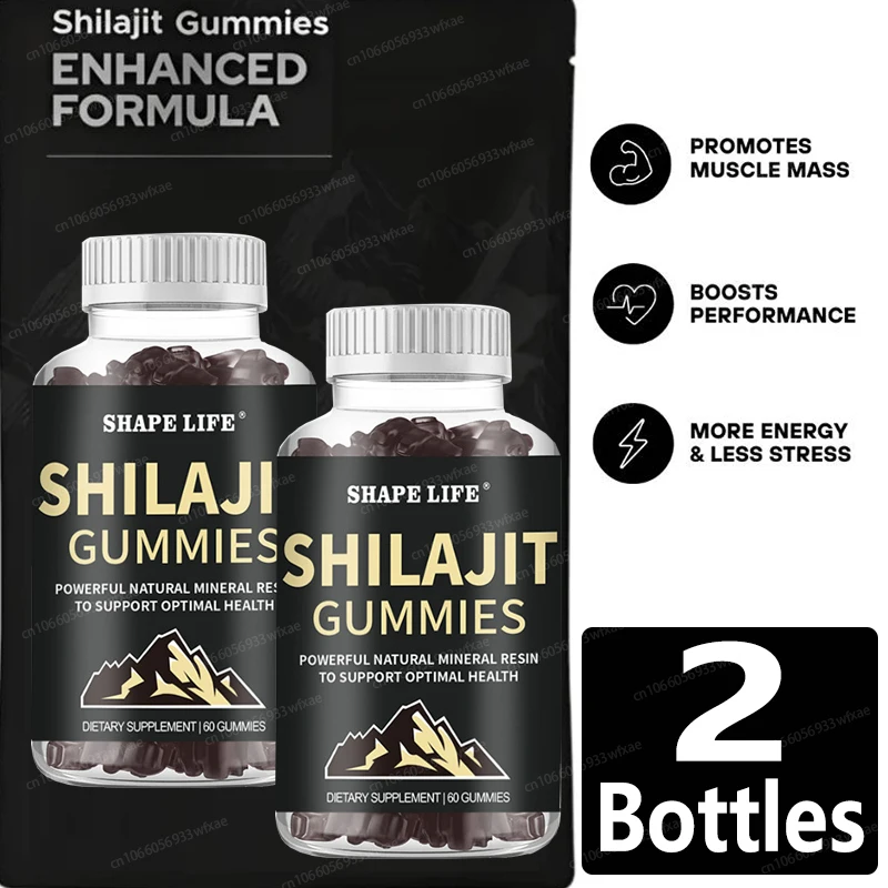 

2 Bottles Himalayan Shilajit Resin Gummies 85+Trace Minerals Energy Boost Muscle Builder and Immune Male Hormone