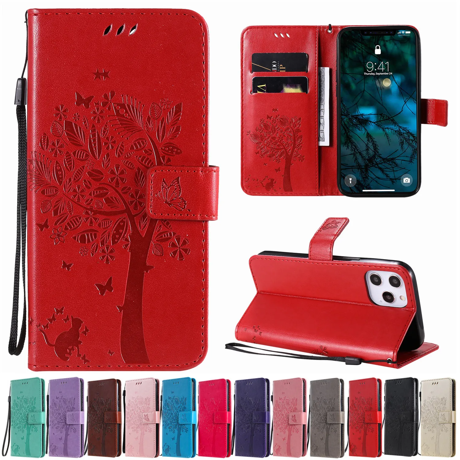 Leather Flip Case For Samsung Galaxy A3 A5 2016 J3 J5 J7 2017 A6 A7 A8 A9 J4 J6 2018 Note 8 9 10 20 Ultra Wallet Phone Cover Bag
