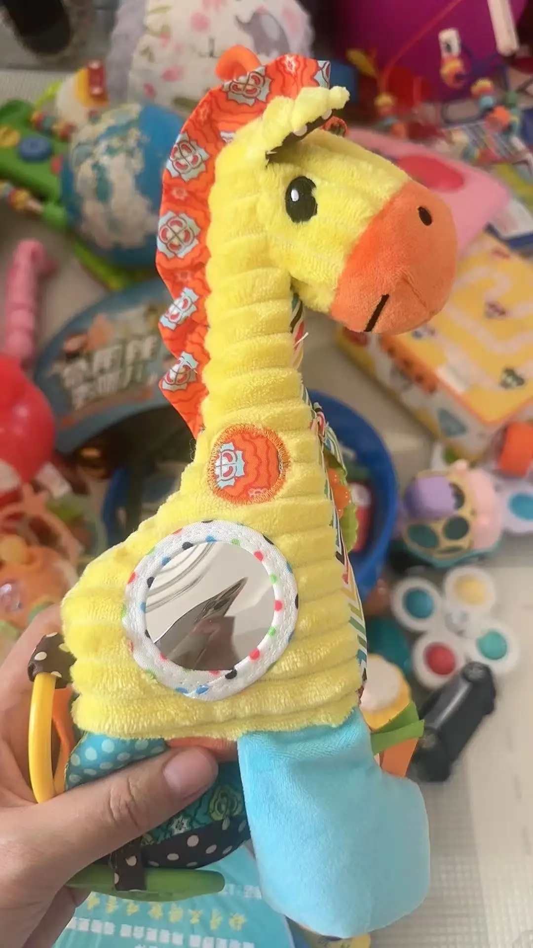 Baby Toy 100% Safe Material Giraffe Plush Doll Pull Bell Multifunctional Bed Hanging Appease Educational Teether Food