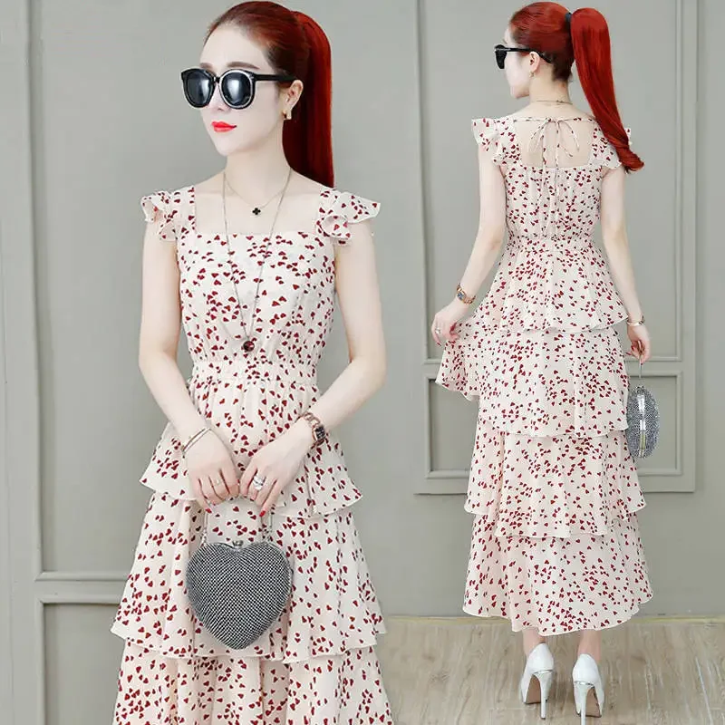 

Sexy Dress Strap Summer New Chiffon Polka Dot Skirt Woman Dress Vestido De Mujer Femme Robe