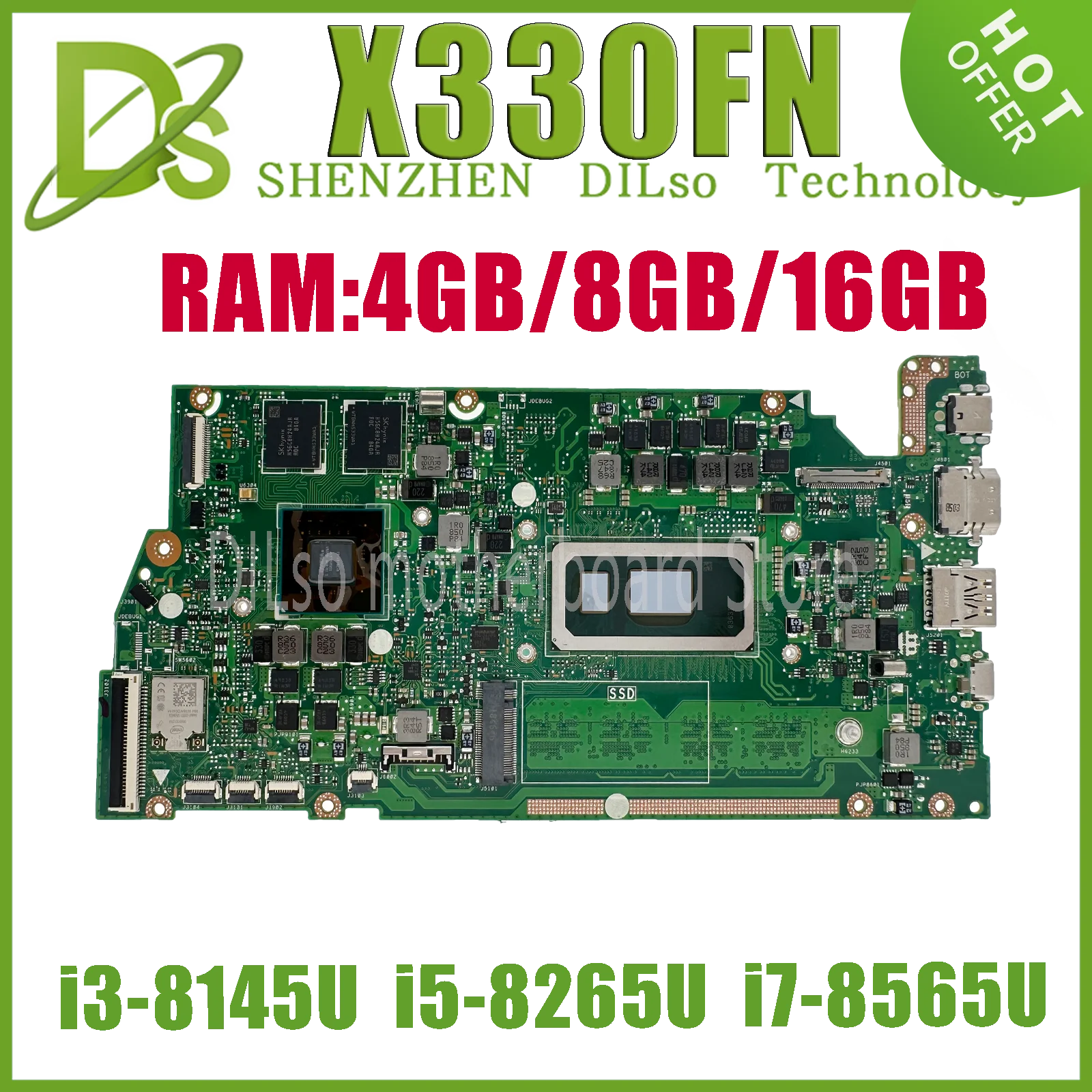 

X330FN MAINboard For ASUS S13 X330FA X330FL S330FN S330F Laptop Motherboard /i3-8145U i5-8265U i7-8565U 4GB/8GB/16GB RAM UMA V2G