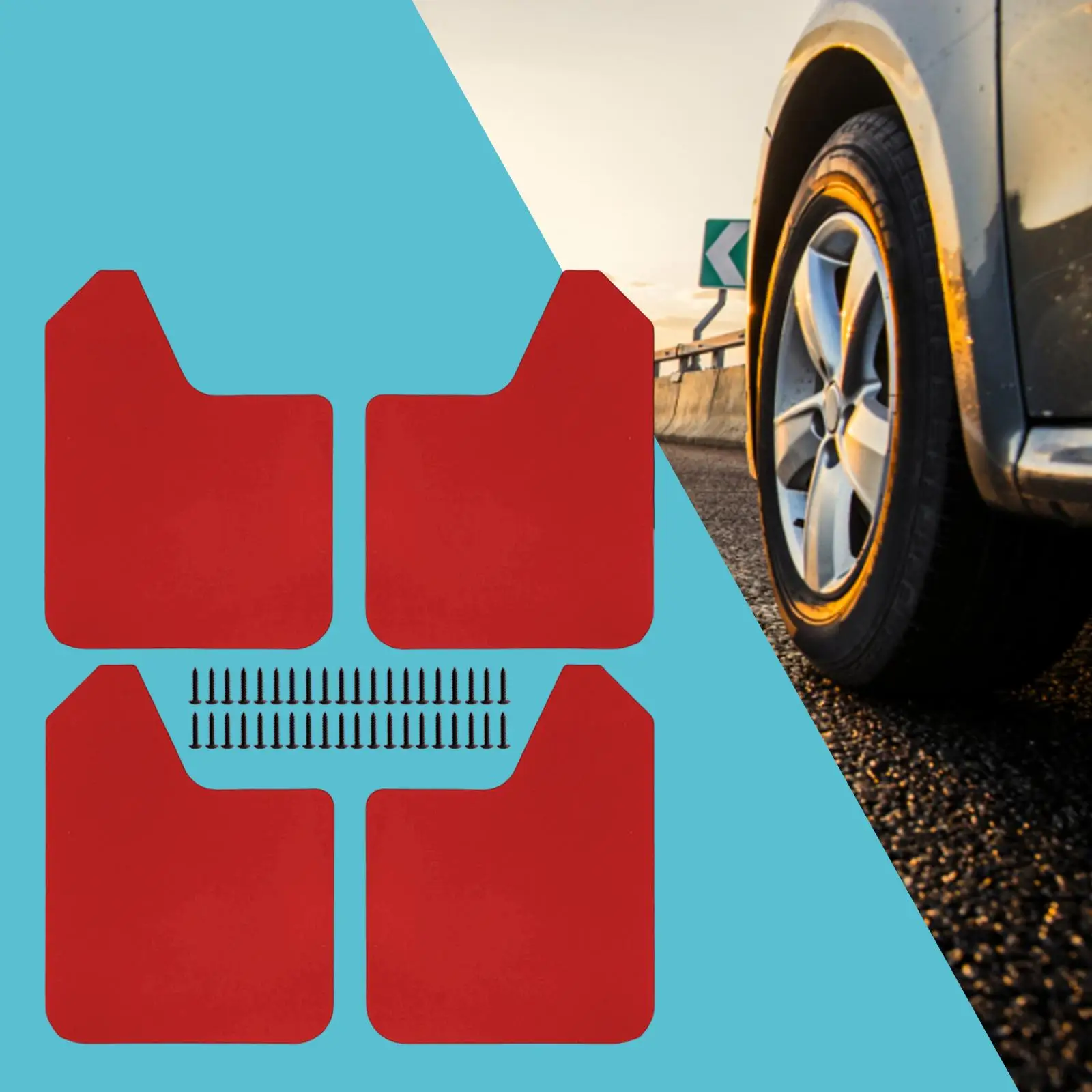 Professional Splash Guard Car Mud Flaps Red EVA Mudguard Set for SUV Sedan Van Dust Protection