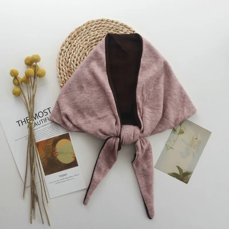 New Style Soft Touch Commuter Double-Sided Color Matching Diamond Scarf JapaneseStyle Bandage Dress ContrastColor Artistic Scarf