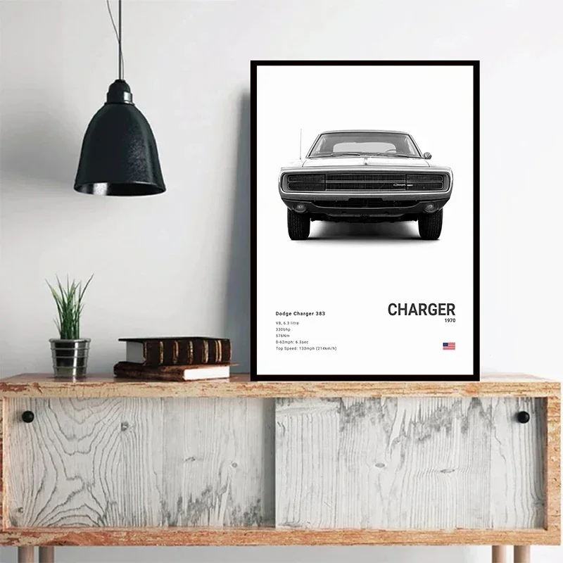 Frameless canvas paintings,Modern Dodge Challenger SRT Hellcat Redeye Poster Print Canvas Painting Sports Car Photography Art Of