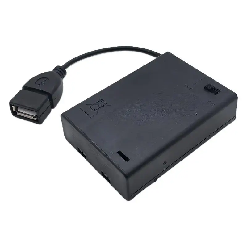 1/4Pcs USB Mini Power Supply Battery Box With Cover And Switch 3 X AA USB Battery Box For 4.5V LED Strip Lights