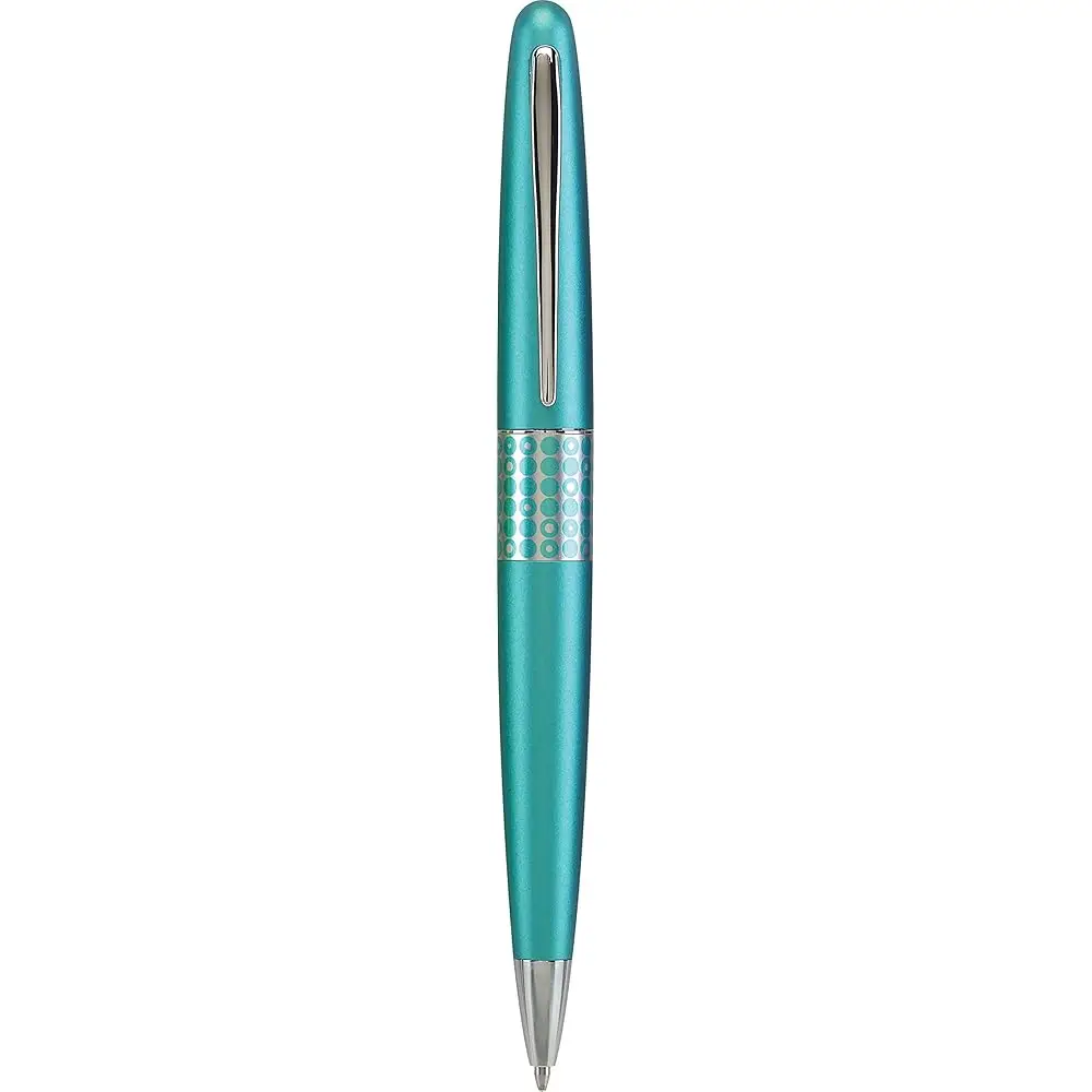

MR Retro Pop Collection Ballpoint Pen in Gift Box, Turquoise Barrel with Dots Accent, Medium Point Stainless Steel Nib, Refi