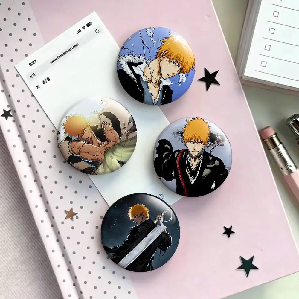 I-Ichigo Anime K-Kurosaki Laser Badge Creative Pins Brooch for Bag Clothes Hat Decor Gifts Fans Collect