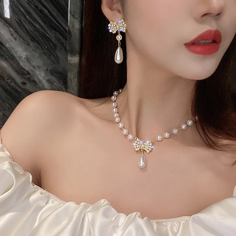 Parelketting voor damessleutelbeenketting Europees en Amerikaans temperament 2025, nieuwe trui, internetberoemdheid, eenvoudige ketting