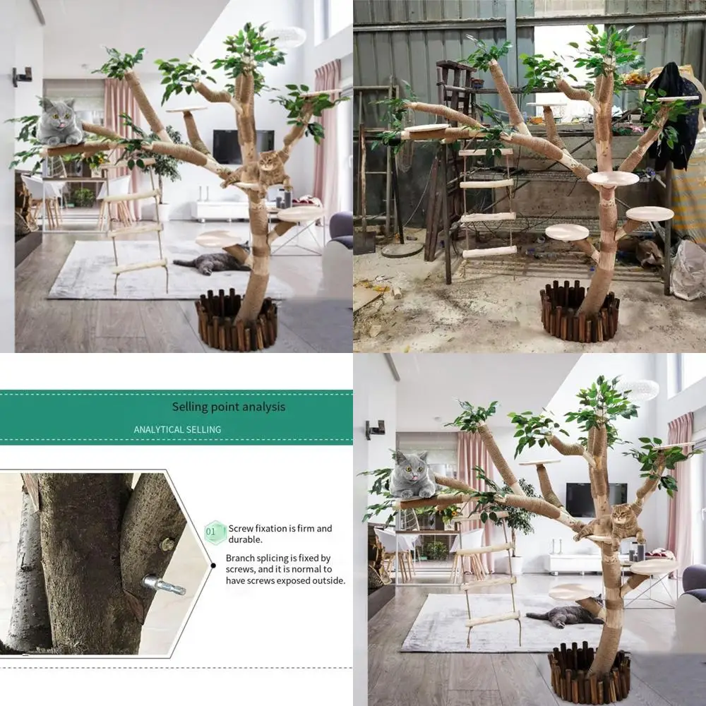 

Indoor Outdoor Faux Cat Tree Tower - Artificial Plant Climbing Tree for Home Office Decor and Housewarming Gift