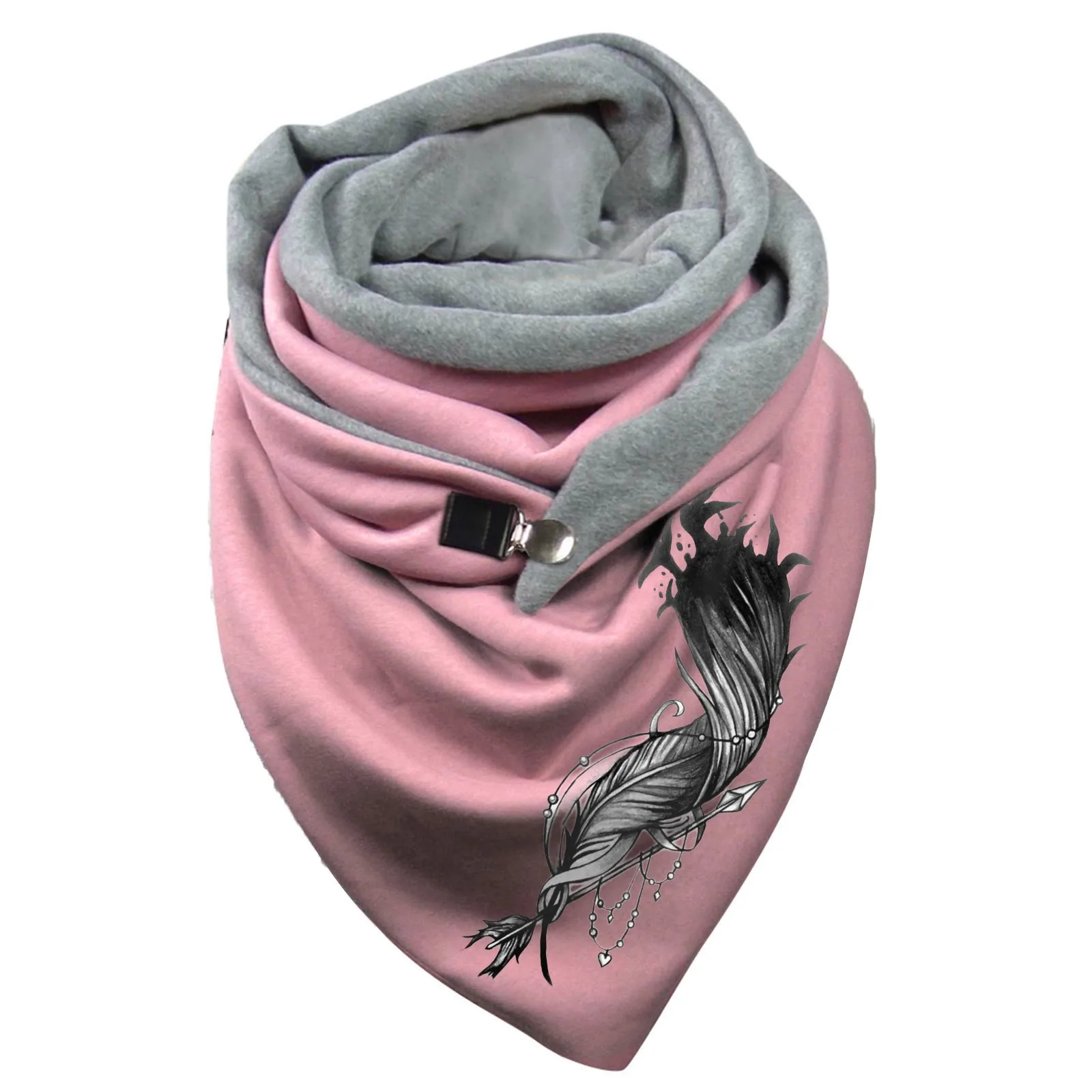 Women\'s Winter Scarf Female Note Printing Button Soft Wrap Neck Protection Foulard Scarf Shawl Casual Scarf Pack Soft Hijabs