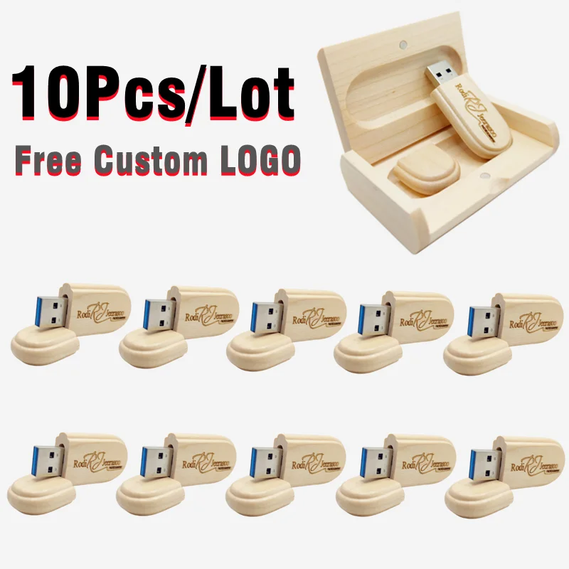 

10Pcs/lot Maple Ellipse USB3.0 Flash Drive High-speed 8GB 16GB 32GB 64GB 128GB and Maple Box Free Custom LOGO