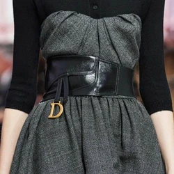 Wide elastic belt for Women waist straps D decorative Black corset cummerbund Waistband luxury brands Women's belt female