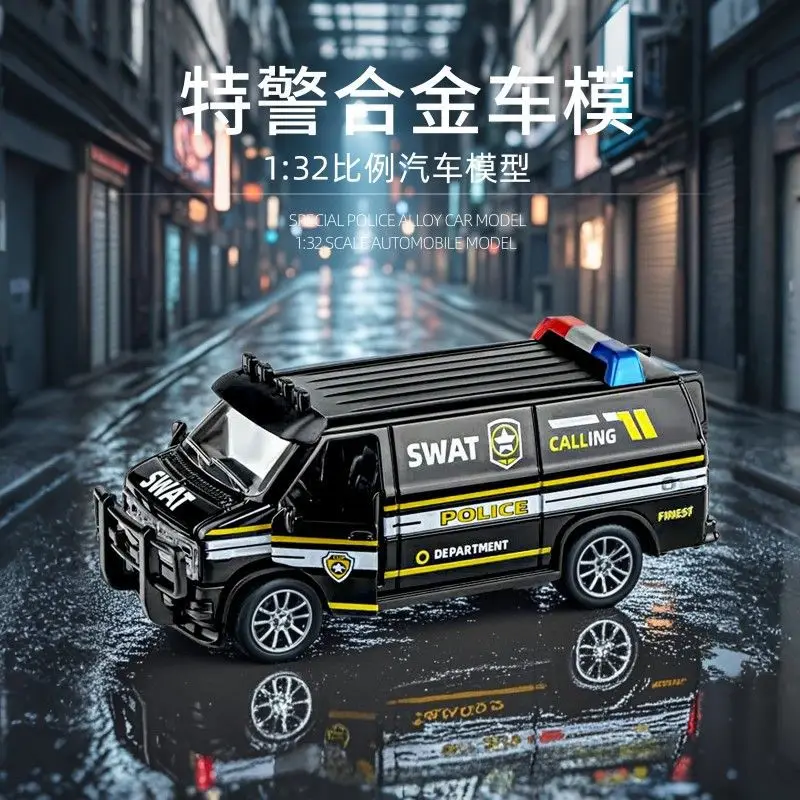 Camión de bomberos de policía SWAT 1:32, modelo de coche extraíble de aleación, coche de juguete para niños, simulación de inercia