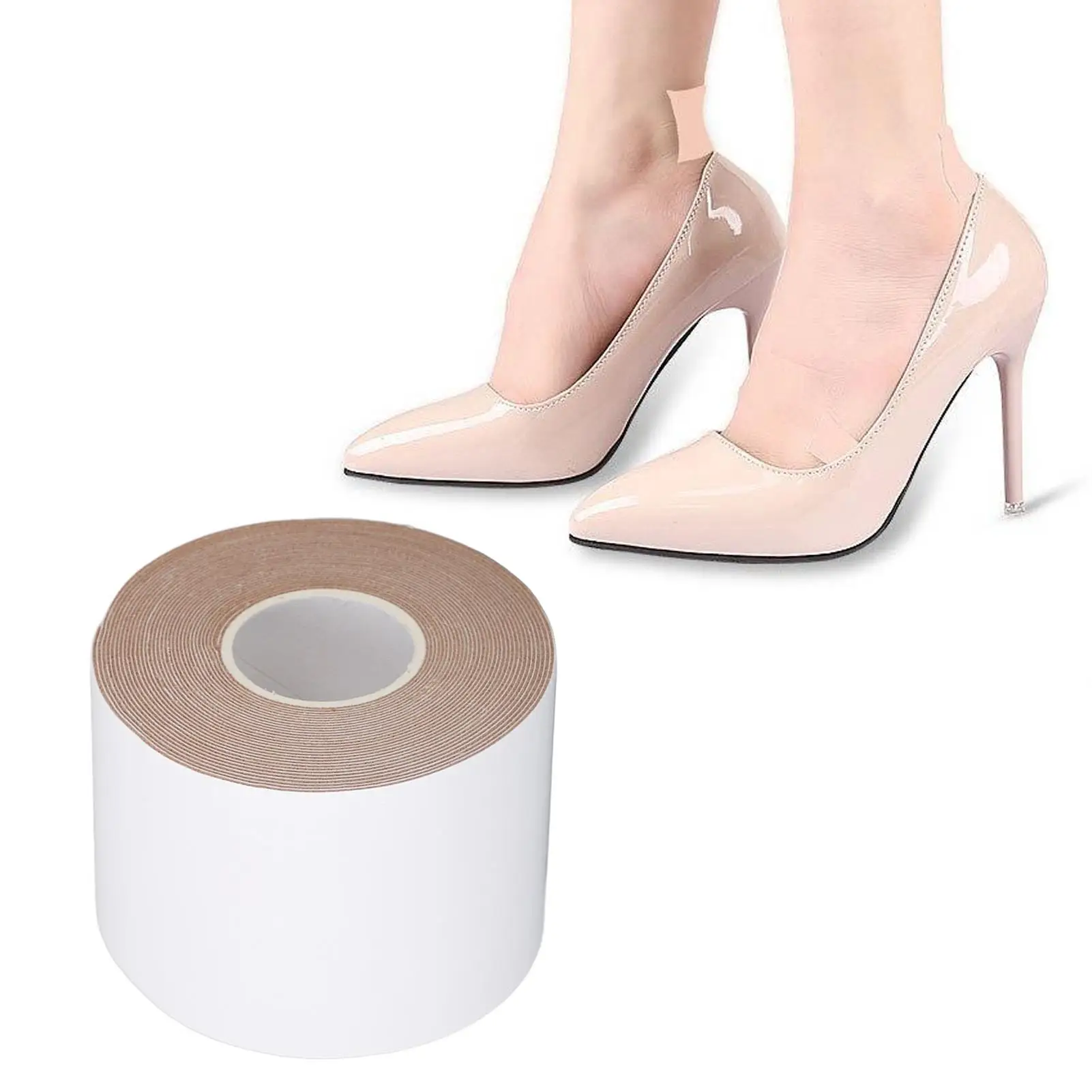 Blister Prevention Brown Heel Tape - 4.9 Yards Breathable Adhesive, Portable Comfort for office Workers & Commuters