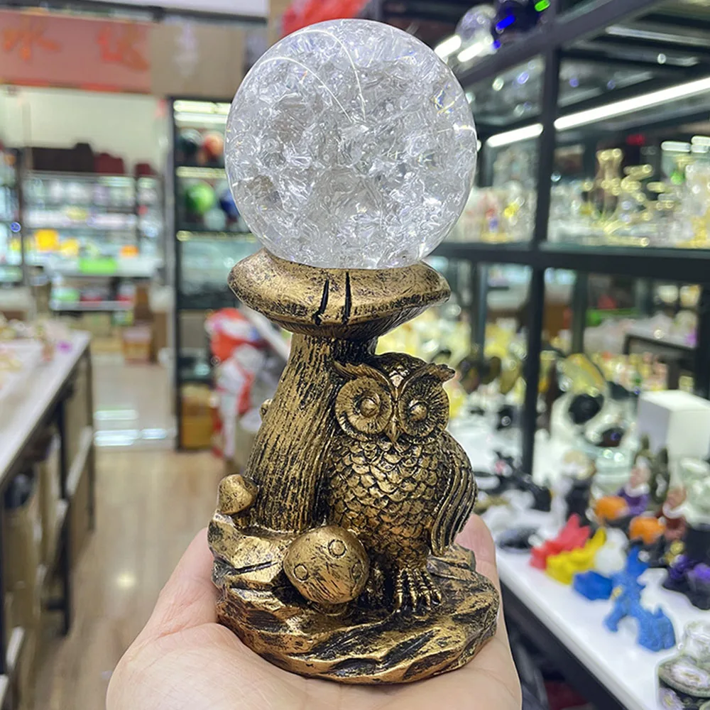 

Modern Golden Resin Owl Mushrooms Crystal Base Sphere Support Display Stand Photography Props Handicraft Decor