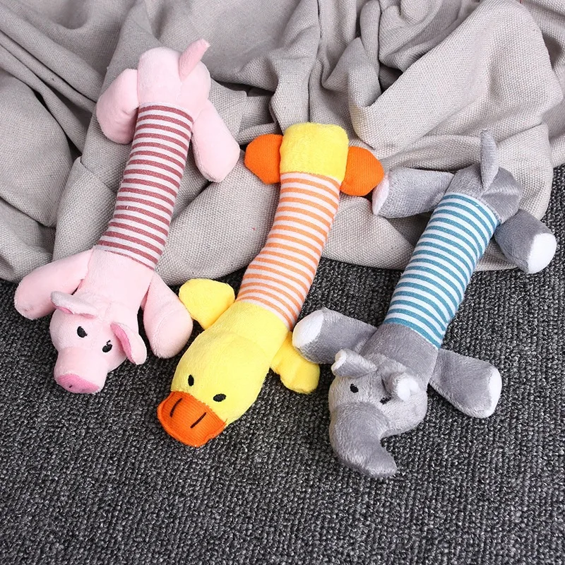 Peluche mignonne avec son couineur pour animal de compagnie, jouet amusant pour chien, chat, éléphant, canard, over, sourire, durabilité, molaire à mâcher, adapté à tous les animaux de compagnie