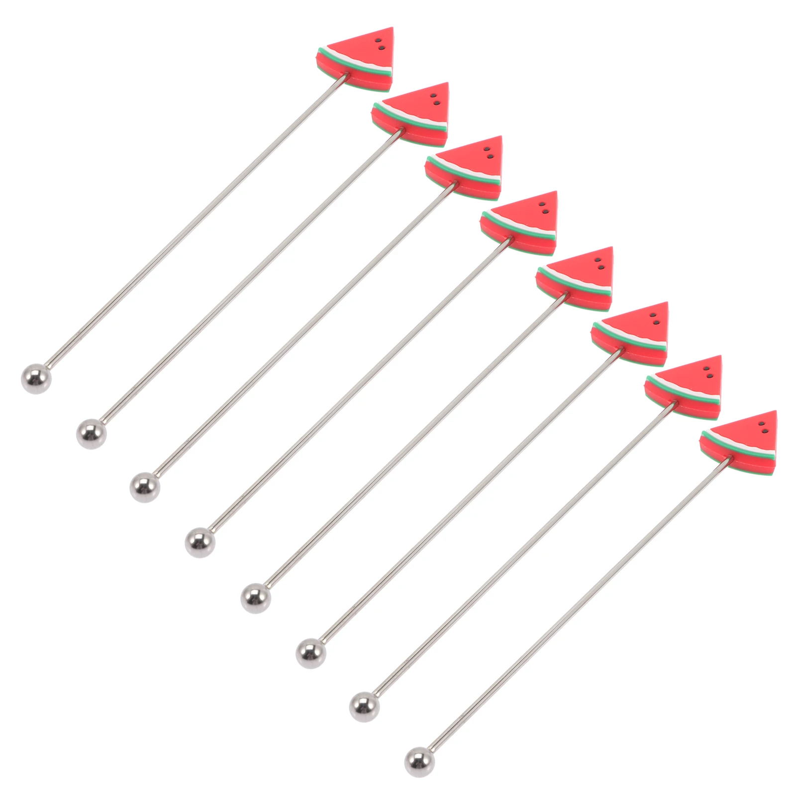 

8pcs Fruit Shaped Stirring Bar Heat Resistant Drink Stirrer Cocktail Stick Coffee Whisk Watermelon Design Reusable Bar