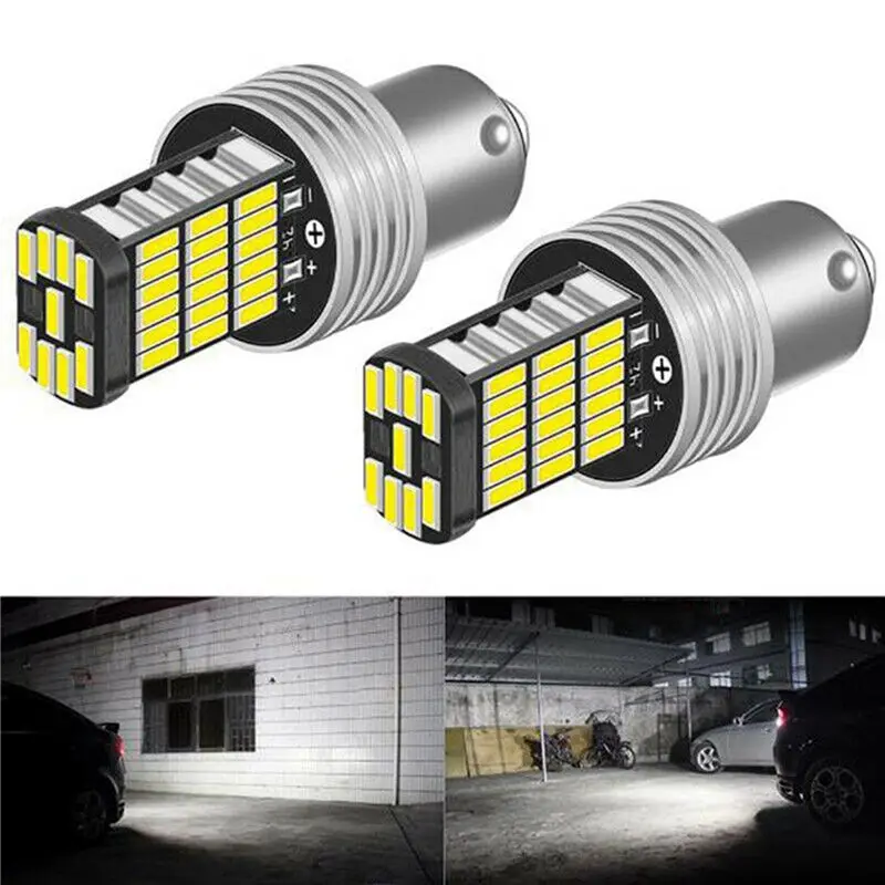 12x 1156 BA15S P21W 15-SMD LED 6000K White CANbus Error-Free Backup Reverse Light Bulbs