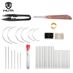 WUTA Leather Hand Sewing Repair Kit Easy Side Threading Needle Curved Sewing Needles Furniture Sofa Repair Tools Waxed Thread