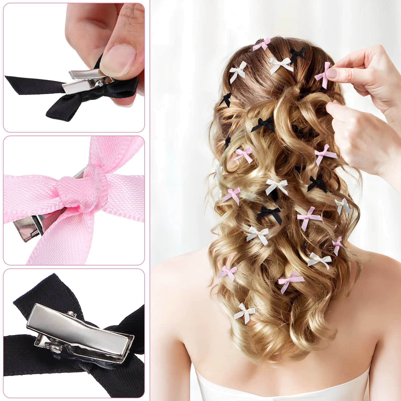 30 Pcs Bow Hairpin Bows for Barrettes Fine Cute Headpiece Bevel Clips Women Bowknot Polyester Styling