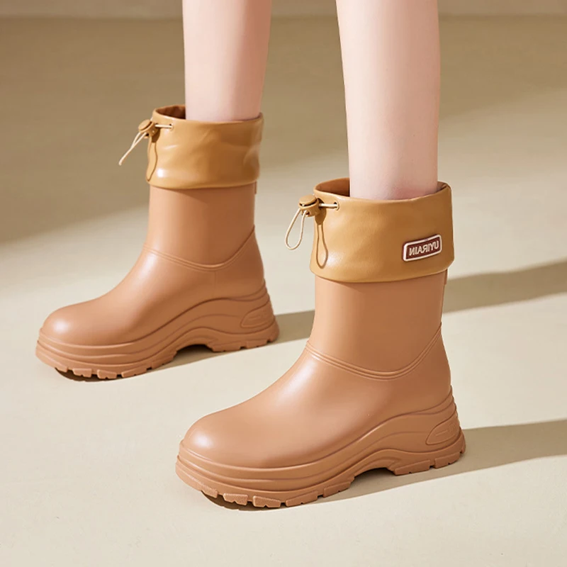 New Thick-soled Women's Rain Boots Casual Trendy Non-slip Shoes Waterproof Wear-resistant Rubber Shoes Women's Work Rain Boots