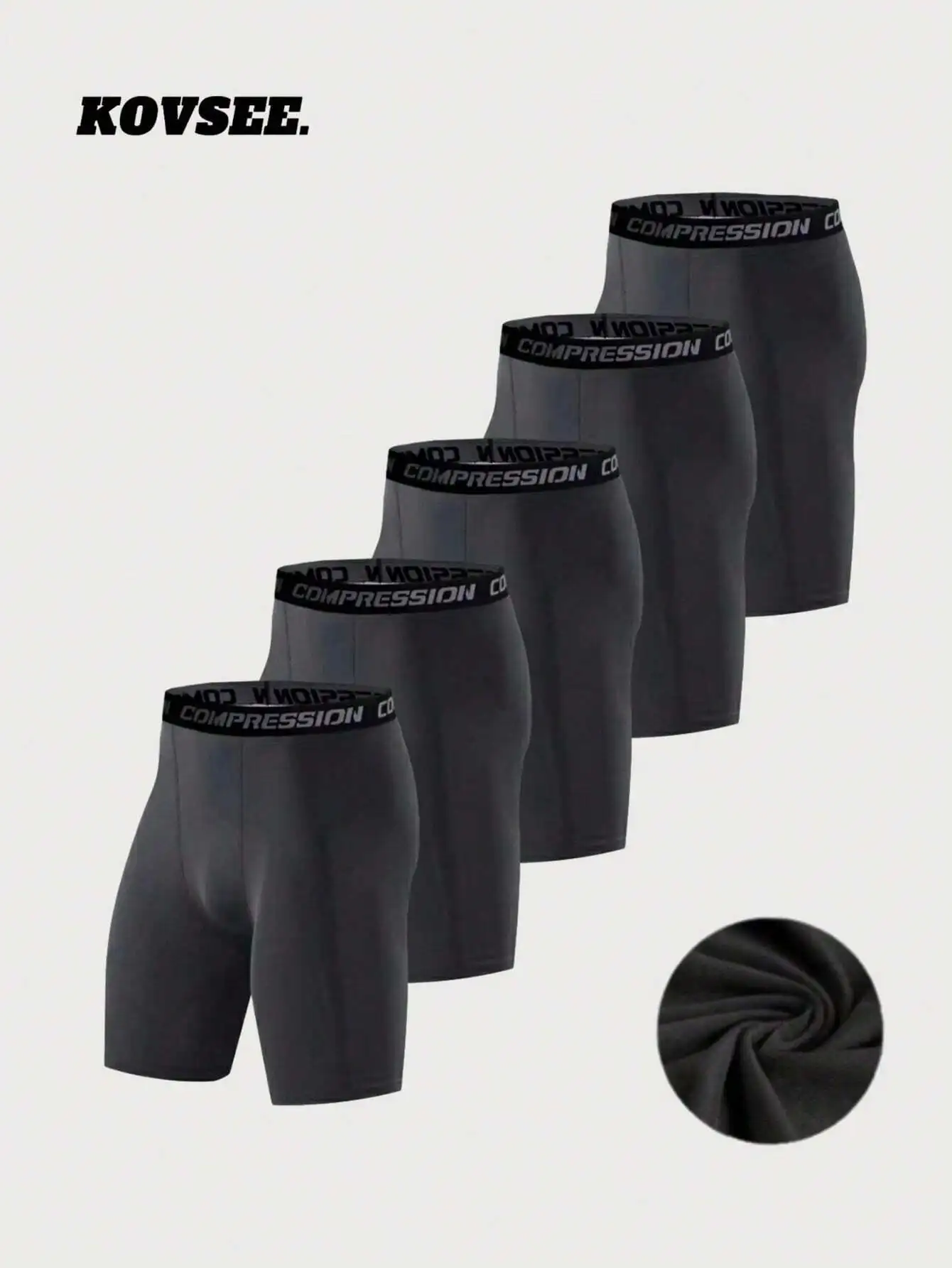 

5-Pack Men's Compression Shorts, Breathable Stretch Sport Training Briefs, Black