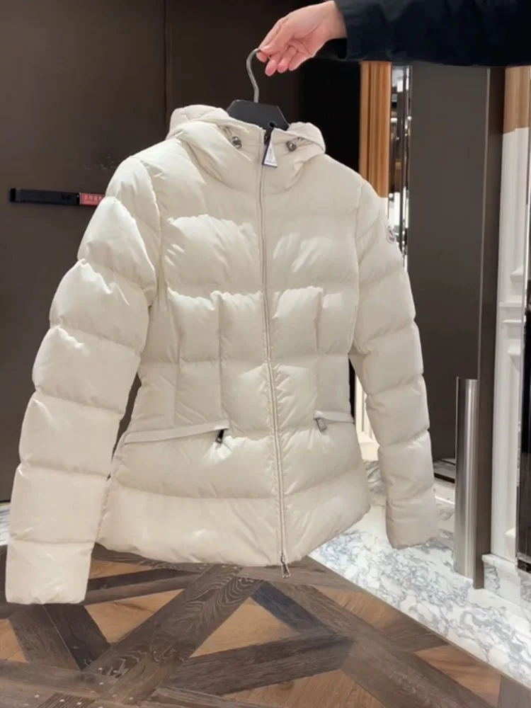 Ele blanc Puffer Jaet manteau d'hiver pour femme taille haute à capuche en fibre de polyester duvet chaud usage quotidien