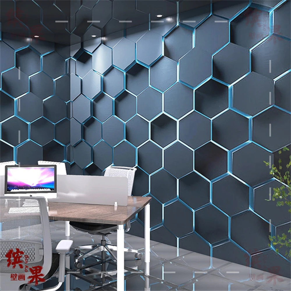 ctstom Office technology sense wallpaper internet celebrity geometric concave convex gym store decoration barber shop wallpaper