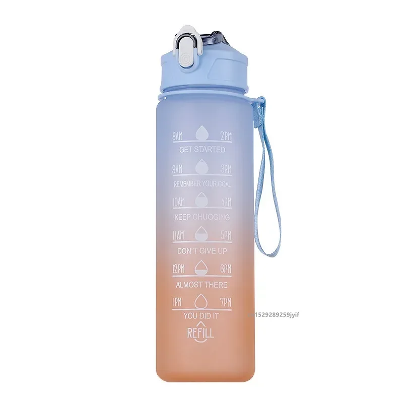 시간 마커가있는 750ML 인쇄 된 스포츠 물병 누출 방지 컵 야외 스포츠 피트니스를위한 동기 부여 휴대용 물병