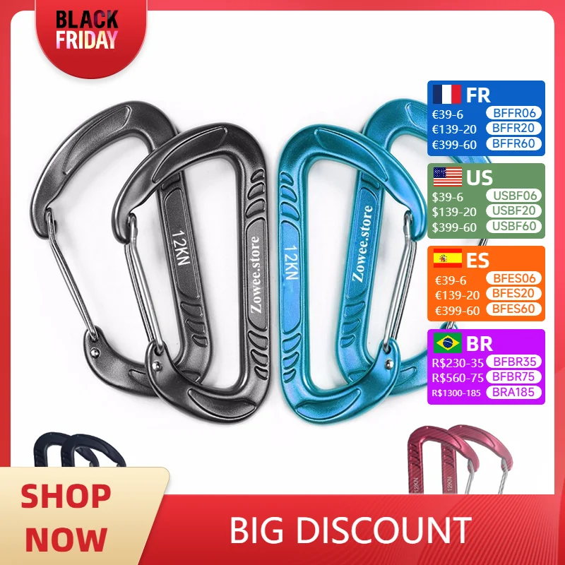 7075 Aluminum Hammock Carabiner Survial Key Chain Carabine Hook Clip Camping Equipment Paracord Buckles for Outdoor Camping