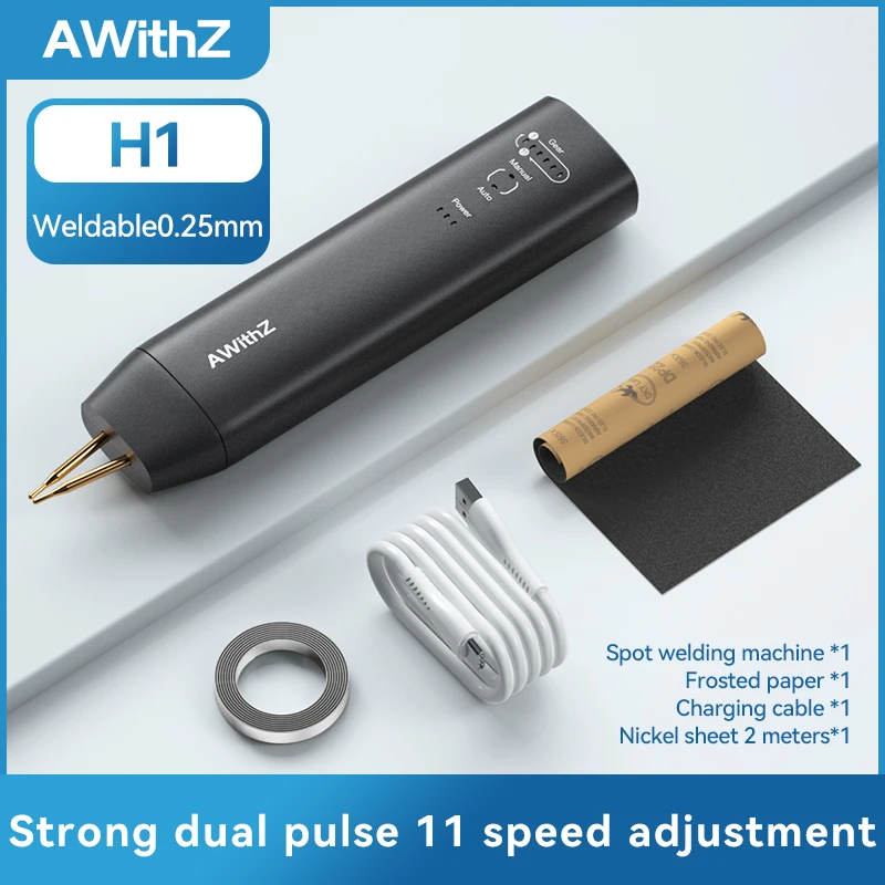 Saldatore a punti batteria aggiornato per mini saldatrice a punti batteria 18650 con regolazione a 11 marce, penna per saldatura a punti lunga