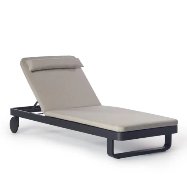 

For Waterproof Modern Single Seat Aluminum Sun Lounger 5-Position Reclining Patio Furniture