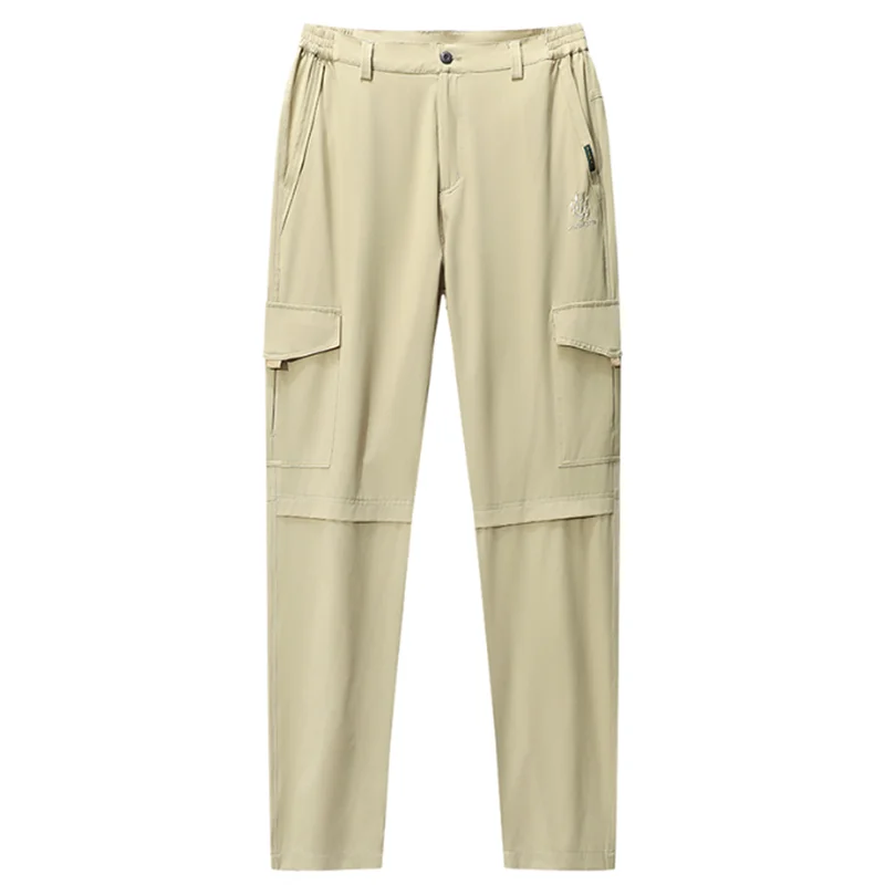 

TRAF spring and summer new men's solid color pants buttons multi-pocket ice pants fashion casual breathable men's clothing