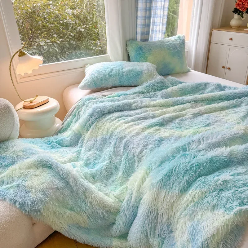 2024 New High Gram Weight Mink Fleece Blanket Long Hair PV Fleece Flannel Double Fabric Quilt Cover Blanket 4
