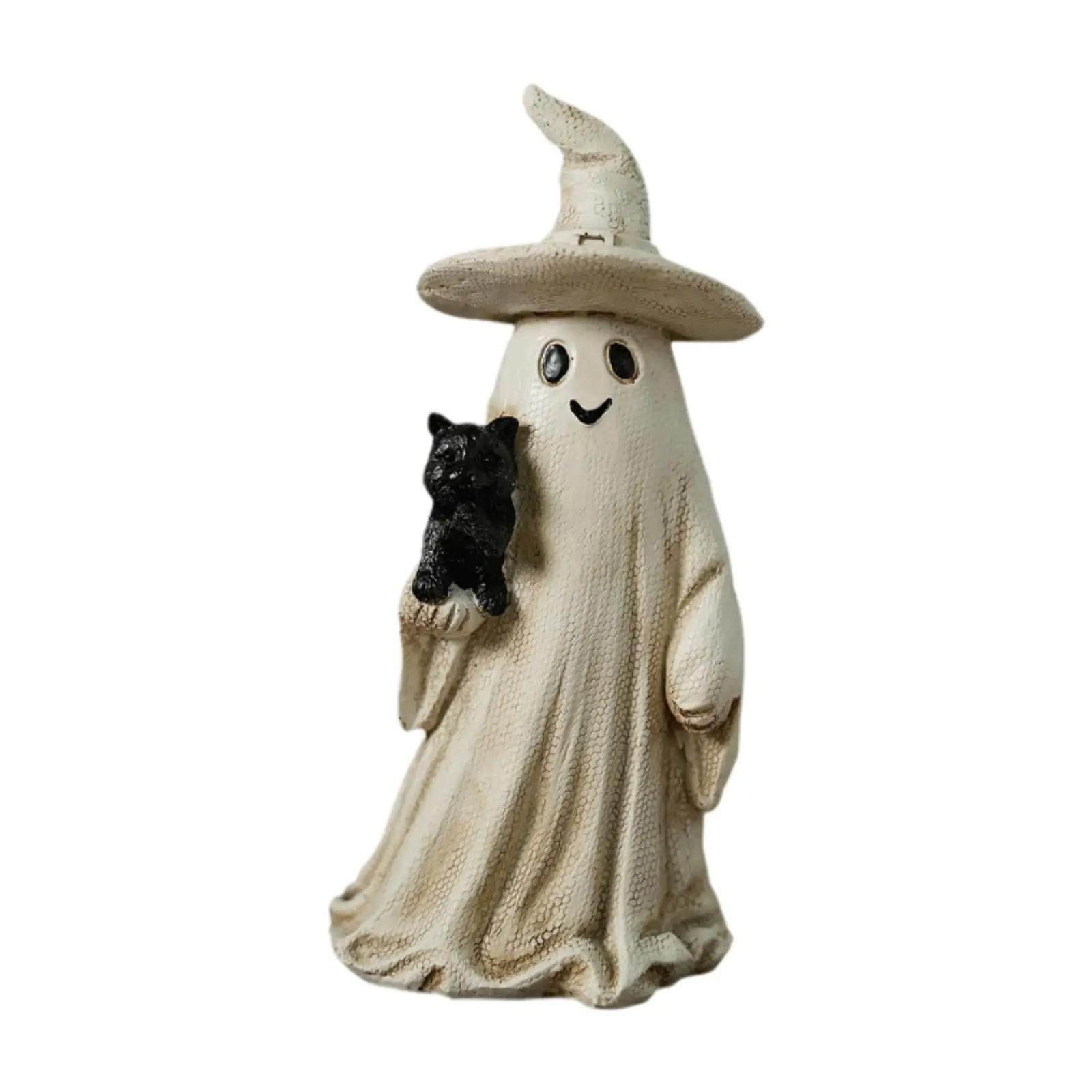 

Halloween Ghost and Black Cat Figurine Cute Wear Resistant Waterproof Party Accessory Versatile Desktop Decoration 3x2.7x6.7inch