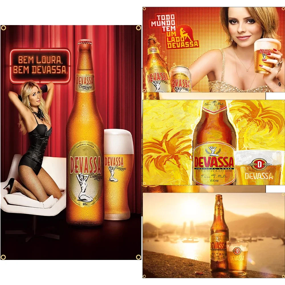 FLAGDOM 90x150CM Beer Girl Banner Flag Brazil Beer Drink  Wall Art Decor Advertisement 3×5 FT Sign Pub Club Bar Decor