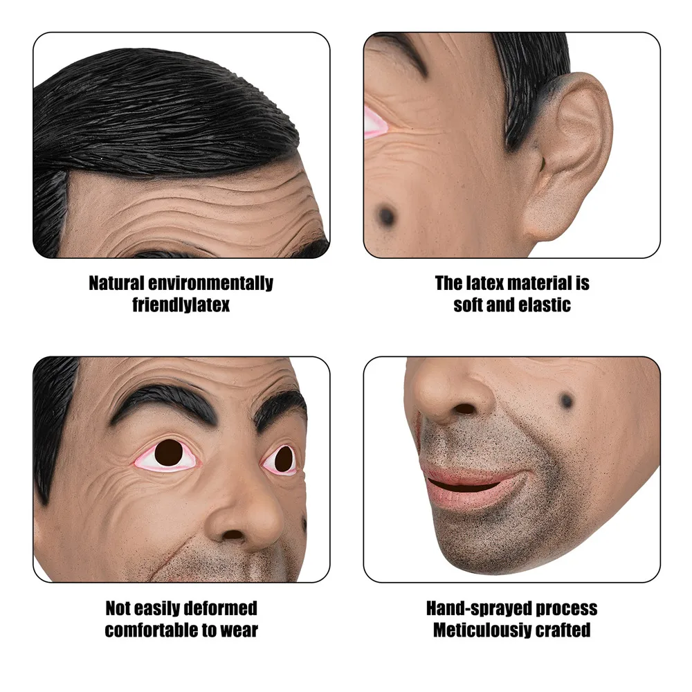 Realistische Halloween-Latex-Gesichtsmaske für Männer – Lustige Gesichtsmaske für visuelle Streiche – Detail 6