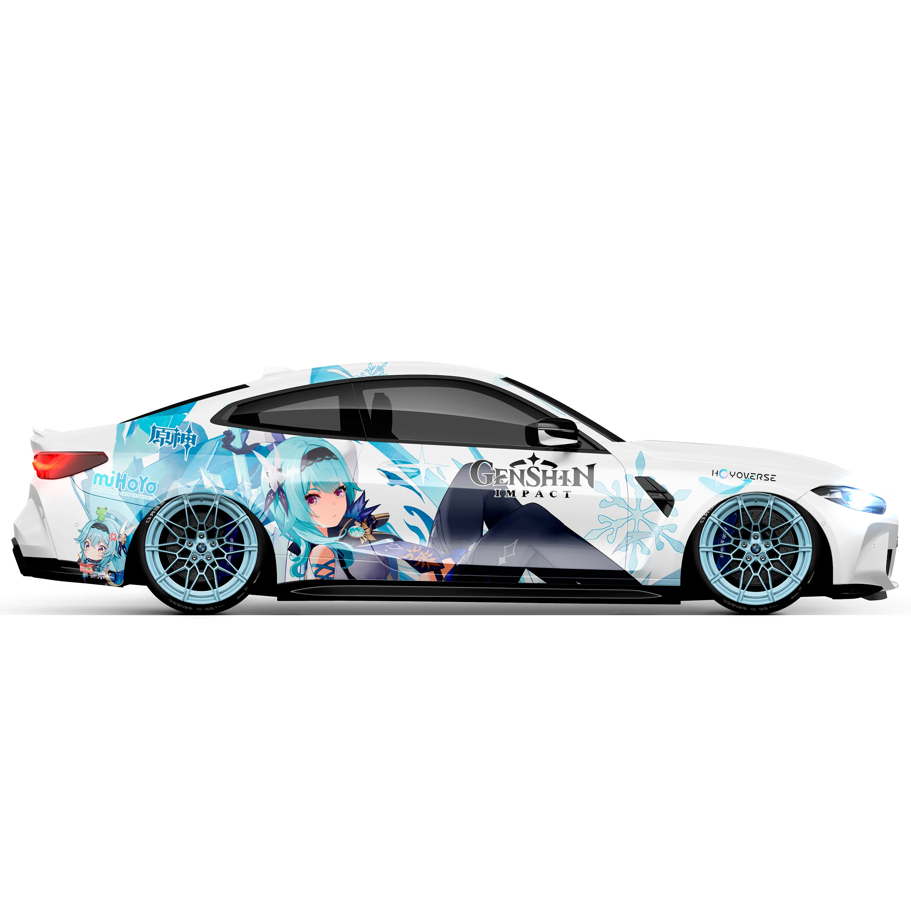 Wholesale Genshin Impact Itasha 15 Anime Girl Car Side Wrap Full Color Graphics Vinyl Livery Decal JDM Sticker Fit with Any Cars