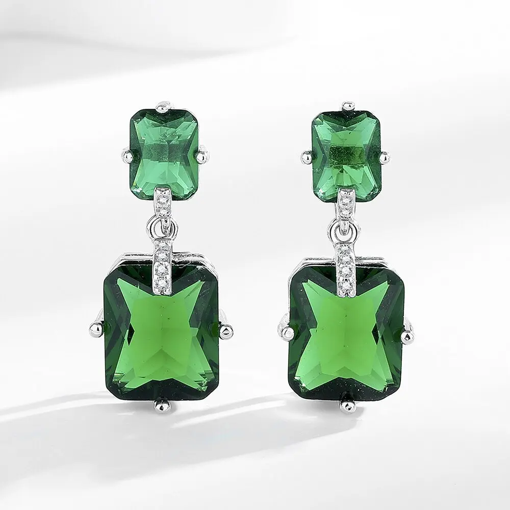 

Серьги-гвоздики из стерлингового серебра 925 пробы, модные легкие роскошные серьги-гвоздики с кисточками изумруда и циркона, подарок на день рождения, годовщину