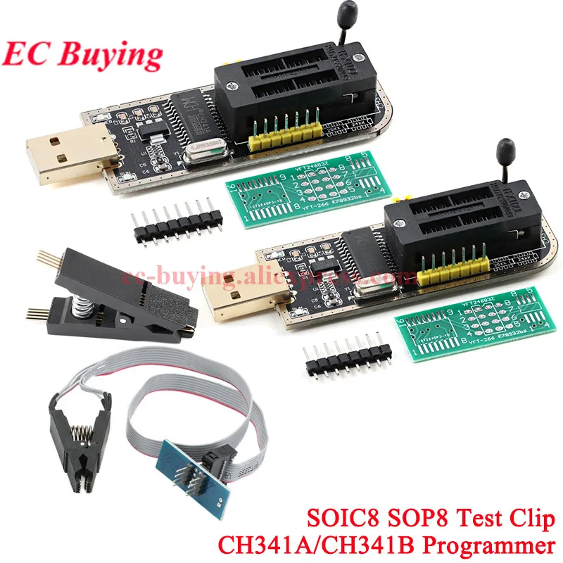 Moduł programatora USB CH341A CH341B do pamięci EEPROM Flash BIOS serii 24 25, SOIC8 SOP8 SOP 8, klips testowy, programator EEPROM 93CXX/25CXX/24CX, programator ZIF