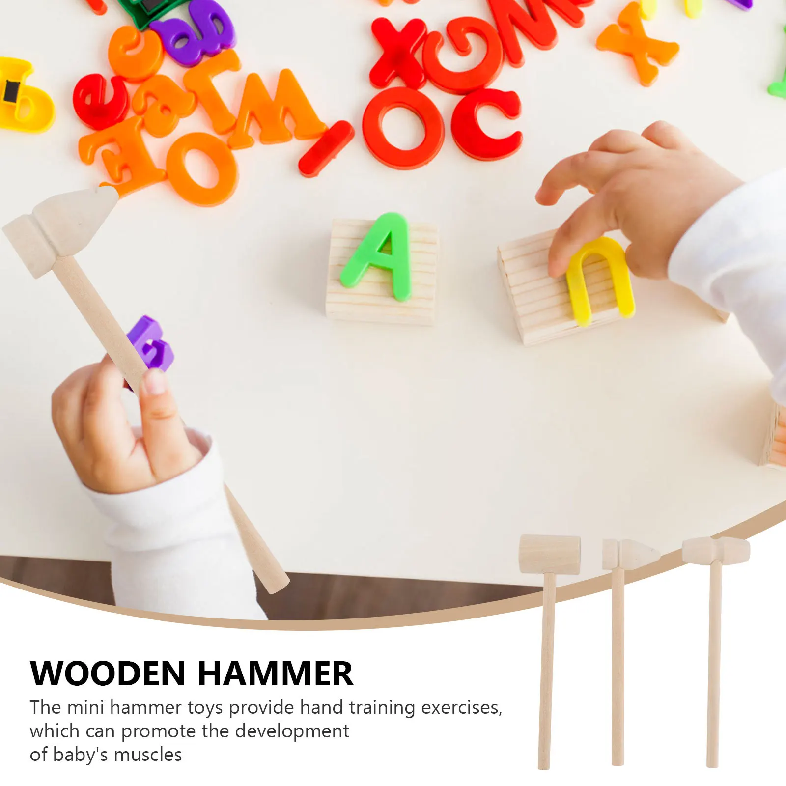 12개입 나무 망치 미니 비트 어린이 손과 눈의 협응력 향상 교육용 나무 망치 게임 가정용 도구 훈련