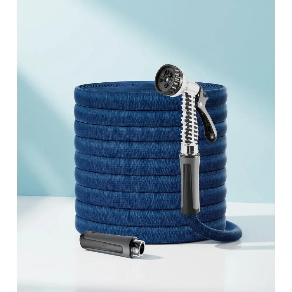 

100ft Lightweight Garden Hose with 7-Function Nozzle, 360° Swivel Grip, Kink-Free Flexible Design for Yard & Car Washing