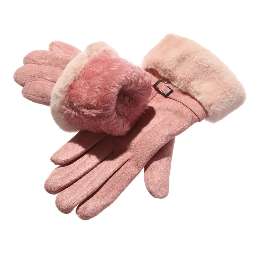 Gants d'hiver en velours coupe-vent épais et chauds pour la conduite de Ski, mitaines en cachemire, en fausse fourrure, pour écran tactile