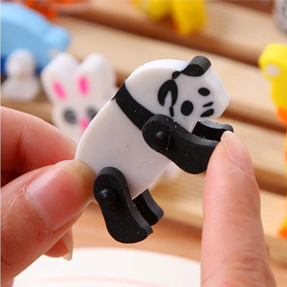 30Pcs Animal Creative Eraser Detachable Cartoon Stationery Gift for Students Kids Novelty Stereoscopic Eraser Kids Stationery