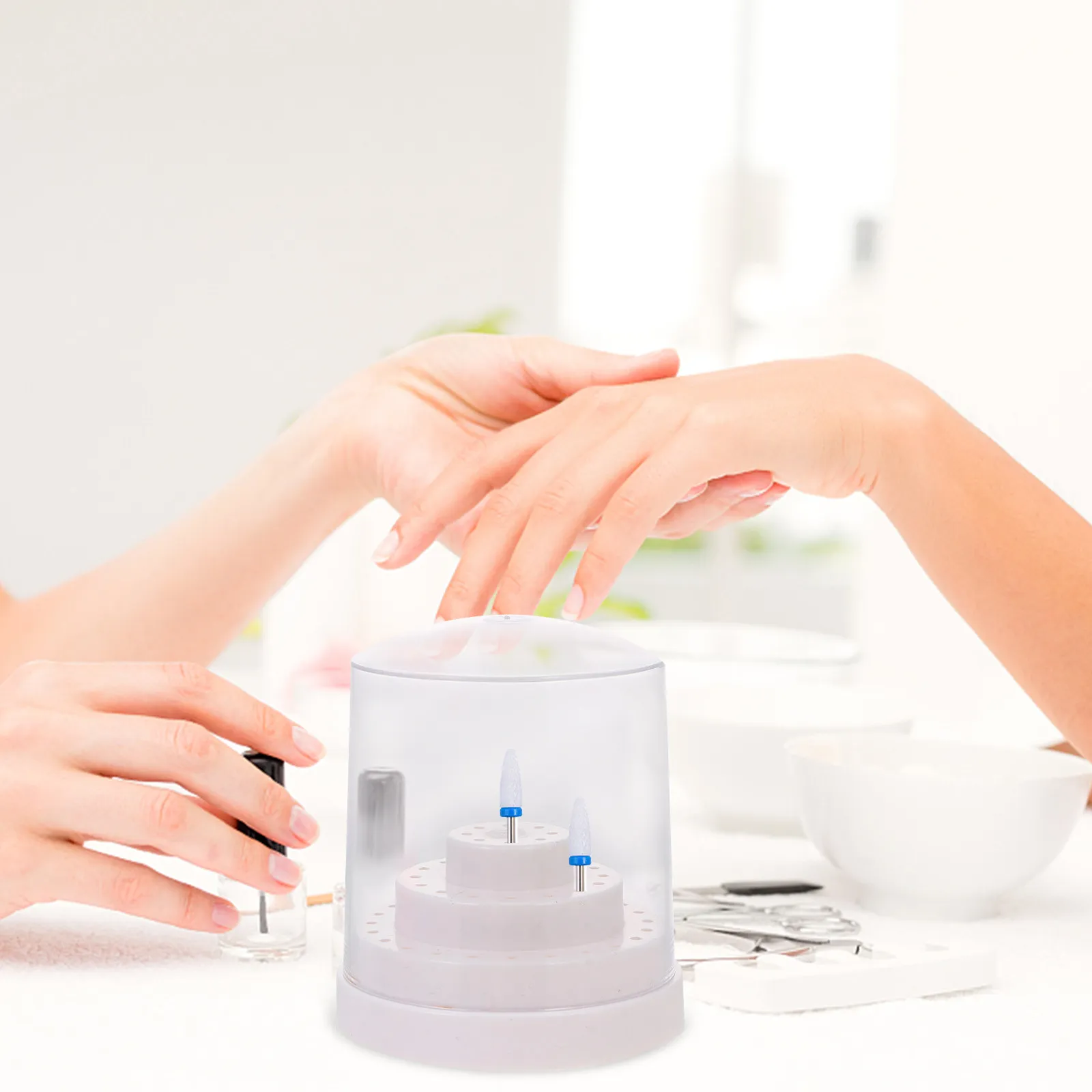 

Набор из 2 прозрачных держателей для насадок для маникюрных фрез, 48 отверстий, пылезащитный органайзер для хранения для салонов красоты и домашнего использования